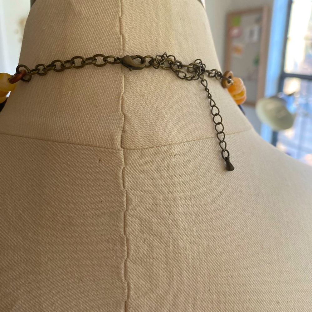 Necklace boho inspired wood and natural gemstone beads. - Picture 5 of 6